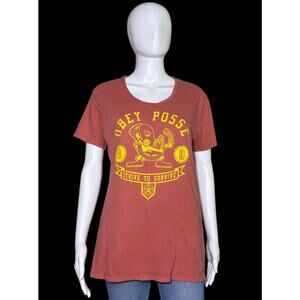 Obey Posse Strive to Survive 89 Fighting Irish Gas Mask Shirt Women Size XL VTG